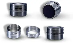 Keuken Gereedschap Roestvrij Staal Magnetische Kruidenrek-6 Delige Set Met Verstelbare Metalen Stand/Cruet Set/Spice fles