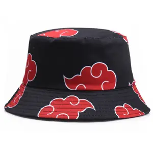 Akatsukied หมวกปีกแบนพิมพ์ลายโลโก้เมฆสีแดง,หมวกกันแดดอนิเมะสำหรับผู้หญิงและผู้ชาย
