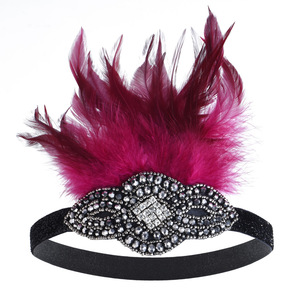 Costume rétro <span class=keywords><strong>à</strong></span> la mode, chapeau de bal, fête de danse, coiffe <span class=keywords><strong>à</strong></span> plumes en diamant, vente en gros - Product Image 2