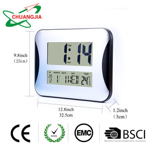 Phong cách hiện đại bàn kỹ thuật số lớn LCD Đồng hồ báo thức đa mục đích vĩnh viễn lịch với nhiệt độ tường treo pin Powered - Product Image 3