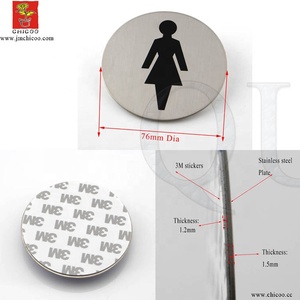 3 pollici Dia acciaio inossidabile autoadesivo femmina WC porta segno - Product Image 5