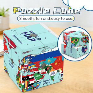 <b>World</b> <b>Map</b> Flag 3D <b>Puzzle</b> Cube Geography Brain Teaser Educational Toy - Product Image 3