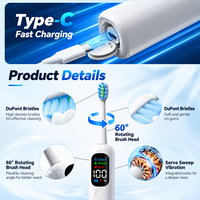 Brosse à dents électrique sonique pour adultes, affichage numérique intelligent, rechargeable, vibration, nettoyage en profondeur
