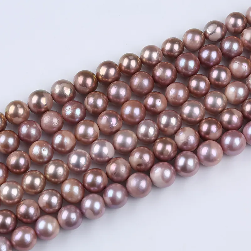 cheap price 11-14mm A natural pink purple loose real oyster freshwater edison pearls beads strand