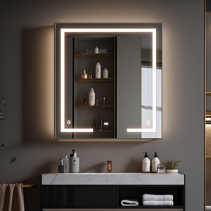 <span class=keywords><strong>Armoire</strong></span> de toilette intelligente LED moderne en acier inoxydable pour hôtel avec miroir et vasque, indice de protection IP44, garantie de 2 ans, solution pour projets - Product Image 2