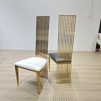 Chaise de banquet moderne de luxe en acier inoxydable doré, durable, à dossier haut, empilable, portable, pour extérieur, salon, appartement, mariage