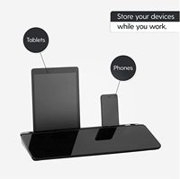 Planche d'effaceur à sec en verre noir de 1 pièce, accessoires de clavier de bureau avec gomme de rangement