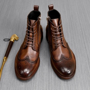 Botas de Cuero Genuino de Alta Calidad, Cómodas, Hechas a Mano, Duraderas, Versátiles e Impermeables para Hombre, para Fiestas, Vida Diaria y Más - Product Image 2