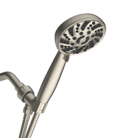 Robinet monocommande finition chrome poli et nickel brossé avec kit de pommeau de douche pour usage hôtelier