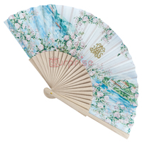 Éventail à main en bois personnalisé de 23cm en gros avec motif de modèle imprimé espagnol faveurs de mariage peintes colorées
