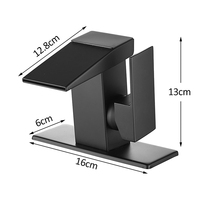 Robinet mitigeur de lavabo cascade à affichage numérique LED Robinet de lavabo noir pour salle de bain d'hôtel
