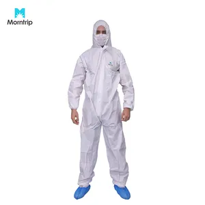 In Stock Low Price 65gsm 160*140cm Hooded zipper lock Microporous Disposable Coverall For Adult