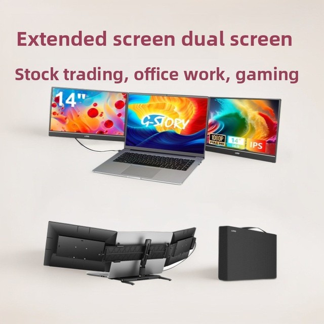 Portable Monitor for Laptop 15.6 Inch FHD 1080P IPS Eye Care Screen with Stand 180 Adjustable Dual Speaker Travel Monitor