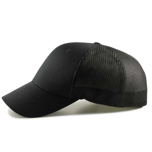 Wholesale PIHA SPORTS Custom Print Mesh <b>Black</b> Denim Unisex Trucker Hat 5 Panel High Profile 2 Side Stripe Embroidery Logo Spring - Product Image 4