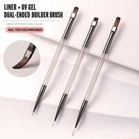 Kuas Nail Art Dua Sisi yang Dapat Disesuaikan, Kuas Pelapis Gel UV, Kuas Liner Ultra Tipis, Gagang Akrilik Berlapis, Alat Lukis Manikur