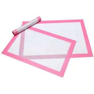 粉色透明防滑食品级硅胶烘烤垫