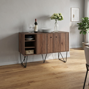 Buffet en bois massif et métal, design modulaire, moderne, durable, meuble de rangement pour salon, démontable, origine Malaisie - Product Image 2