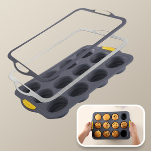 Moule à muffins carré en silicone et acier inoxydable, résistant à la chaleur, pour cuisson au four, idéal pour tartes aux œufs, puddings et gelées, outil de pâtisserie de cuisine - Product Image 5