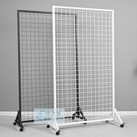 Panneaux muraux à grille Étagères de supermarché Support d'affichage mobile en treillis métallique Gridwall avec roues