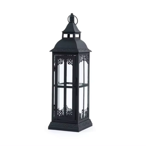 Lujo decorativo Color negro Metal vela linterna restaurante boda Mesa centros de mesa en precio al por mayor - Product Image 1