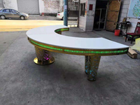 Tables de mariage demi-lune avec plateau en verre, design moderne pour hôtel, salon et usage extérieur