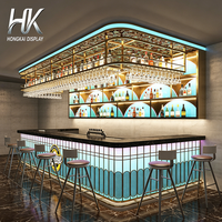 Comptoir de bar moderne lumineux à LED personnalisable et durable Hongkai pour discothèque, salon, restaurant, mobilier commercial