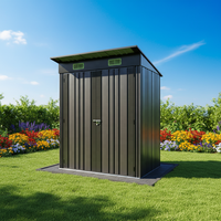 3.9 ㎡   Abri de jardin en métal à toit pentagonal DIY - Bâtiment de rangement extérieur pour jardin, 157x251x208cm