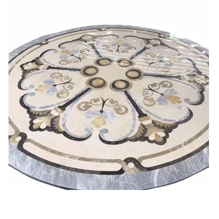 JD118 Water Jet Mosaic Flower Pattern Round Marble Flooring Medallion Tile Designs