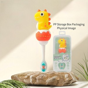 Brosse à dents pour enfants, motif dessin animé, poils extra doux, avec étui portable, produit d'hygiène buccale pour enfants, pour la maison et les voyages, brosse à dents souple - Product Image 1