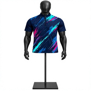 เสื้อจักรยานแขนสั้นผู้ชาย พิมพ์ลายแบบ Sublimation แห้งเร็ว ผลิตจากโพลีเอสเตอร์ สีฟ้าชมพู - Product Image 1