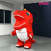 Costume de dinosaure gonflable géant rouge de 2 m avec ventilateur pour la promotion publicitaire et les événements