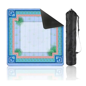 Luxury 31.5*31.5inch(80*80cm) Neoprene American Mahjong <b>Table</b> <b>Mat</b> Blue Bamboo Palm Leaves Non-Slip Rubber Backing Mahjong <b>Mat</b> - Product Image 6