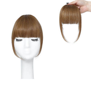Vêtements quotidiens <span class=keywords><strong>fausse</strong></span> <span class=keywords><strong>frange</strong></span> vaporeux brun clair 100% vraies extensions de cheveux humains <span class=keywords><strong>fausse</strong></span> <span class=keywords><strong>frange</strong></span> postiches pour les femmes - Product Image 1