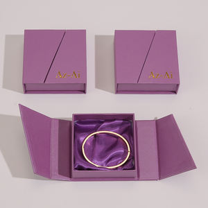 <b>Gift</b> Square Cardboard Bracelet <b>Necklace</b> Packaging Double Open Door Jewelry Set Boxes Black Flip Top Magnetic Jewelry <b>Box</b> - Product Image 3