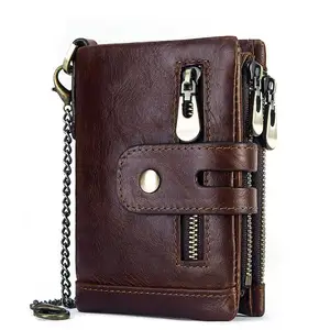 TS Hot selling Vintage Leather Short Travel Zipper Rfid Wallet For Men