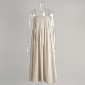 Abito lungo estivo da <span class=keywords><strong>donna</strong></span> Enyami in cotone casual, comodo, ampio, semplice, con spalline e pieghe, ideale per vacanze e uso quotidiano, con bottoni. - Product Image 4