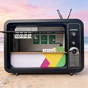 Chariot de restauration mobile inspiré des séries télévisées rétro, idéal pour le café, les snacks, les desserts, la vente en extérieur et les marchés nocturnes. - Product Image 5