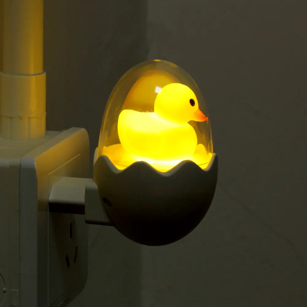 Luz de noche LED de sincronización 110V 220V pato amarillo enchufe de la UE lámpara de pared con control remoto para niños regalo creativo de dibujos animados