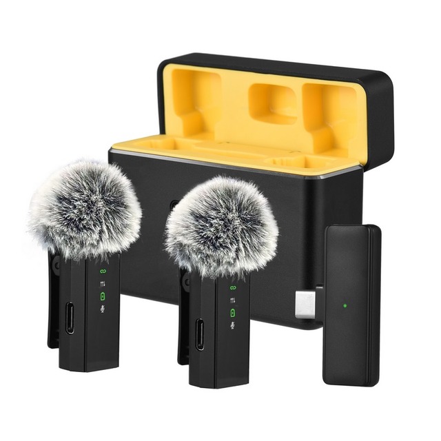 Professional Lapel Wireless Microphone Clip on Mics Dual Digital Noise Reduction No Delay Plug and Play Two Microphone