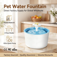 Fontaine à eau automatique portable OEM pour animaux de compagnie, rechargeable, étanche, ultra silencieuse, filtration à 4 niveaux, ABS, pour chats, chiens, oiseaux, solide
