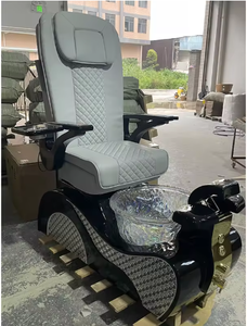 Muebles para Salón de Uñas, Silla de Pedicura Eléctrica Reclinable Negra y Dorada con Masaje, Spa para Pies, Lujo, con Luces LED - Product Image 3