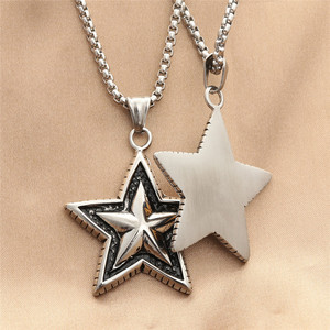 Yunnique Men's Stainless Steel Star Pendant Necklace Punk <b>Retro</b> Style Themed Geometric Design Dongguan Origin <b>Gift</b> 280473 - Product Image 2