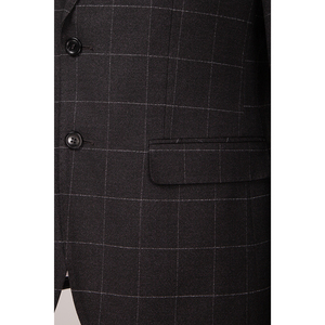 Ropa formal para hombre, venta al por mayor, <span class=keywords><strong>trajes</strong></span> <span class=keywords><strong>de</strong></span> boda <span class=keywords><strong>de</strong></span> diseñador <span class=keywords><strong>de</strong></span> vestuario para hombre <span class=keywords><strong>gris</strong></span> <span class=keywords><strong>oscuro</strong></span> a cuadros para <span class=keywords><strong>novio</strong></span>, - Product Image 3