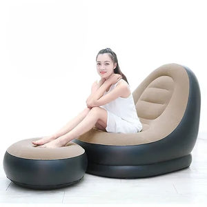 Venta al por mayor: Conjunto de puf inflable de moda para decoración del hogar, sillón reclinable plegable para exteriores, asiento suave y reposapiés. - Product Image 2