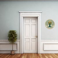 Décoration Murale Ronde en Aluminium Peint, Motif Arbre de Vie, 20 cm, Plaque Métallique avec Design de Branches en Spirale pour Salon, Idée Cadeau
