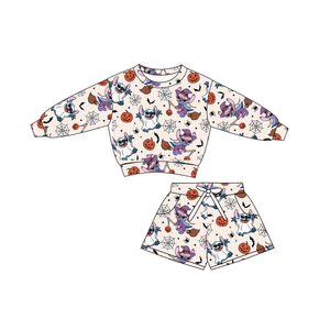 Ensemble de sweat à capuche et short pour quatre filles: Mickey Cookies, Bluey Cartoon, Halloween <span class=keywords><strong>Stitch</strong></span>, Pumpkin Bluey Pattern, Children's Fun IP - Product Image 3