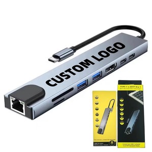 Factory 8 EN 1 <span class=keywords><strong>USB</strong></span> <span class=keywords><strong>C</strong></span> HUB Tipo <span class=keywords><strong>C</strong></span> a <span class=keywords><strong>USB</strong></span> <span class=keywords><strong>3</strong></span>,0 Splitter 100W PD Charge RJ45 Lan Adapter 4K HDTV para computadoras portátiles tipo <span class=keywords><strong>C</strong></span> - Product Image 3