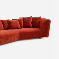 Ensemble de canapé sectionnel incurvé en tissu de chenille orange de luxe léger minimaliste haut de gamme personnalisable pour les hôtels Salons de beauté éponge