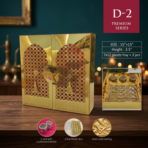 Cajas de regalo hechas a mano, caja de regalo premium de 15x15 pulgadas con 3 frascos, bandeja de plástico, forro de tela satinada, diseño tradicional - Product Image 3