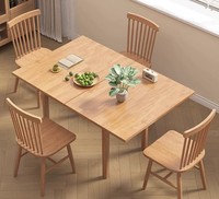 Table à manger rectangulaire moderne en bois massif, télescopique et réglable, en acier inoxydable, 4 places, pliable, pour salle à manger